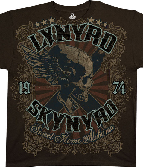 Lynyrd Skynyrd Sweet Home Alabama Brown Athletic T-Shirt Tee Liquid Blue