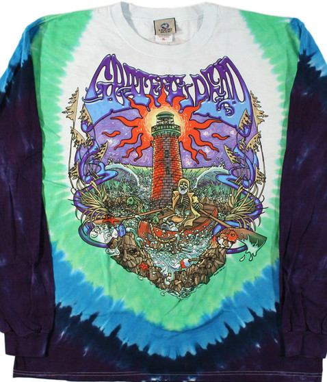 Grateful Dead Watch Tower Tie-Dye Long Sleeve T-Shirt Tee Liquid Blue