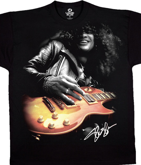 Slash Guitar Black T-Shirt Tee Liquid Blue