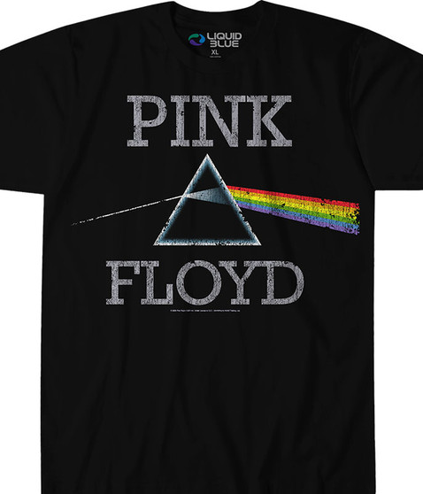 Pink Floyd Dark Side Classic Black Athletic T-Shirt Tee Liquid Blue