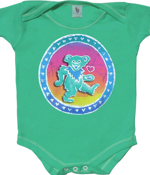 Grateful Dead Dancing Bear Green Onesie