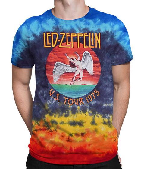 Led Zeppelin Icarus 1975 Tie-Dye T-Shirt Tee Liquid Blue