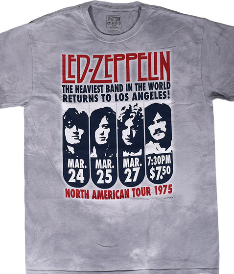 Led Zeppelin LA 1975 Tie-Dye T-Shirt Tee Liquid Blue