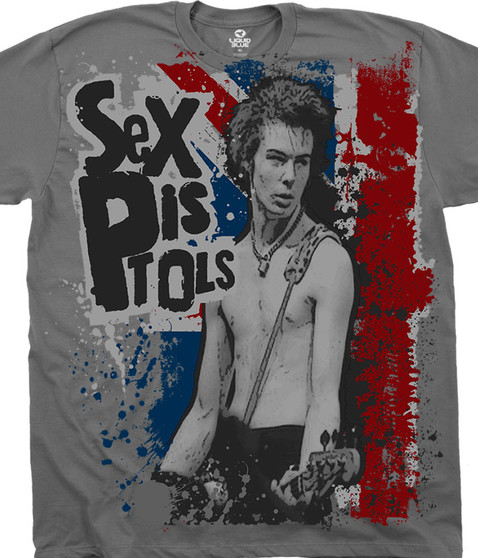Sex Pistols Sid Vicious Charcoal T-Shirt Tee Liquid Blue 