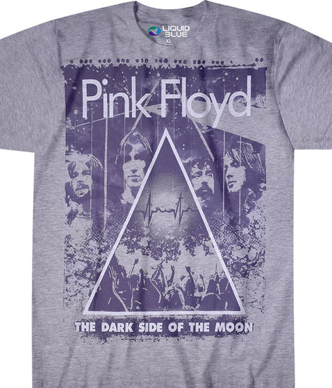 Pink Floyd Live Heather Grey Poly-Cotton T-Shirt Tee Liquid Blue