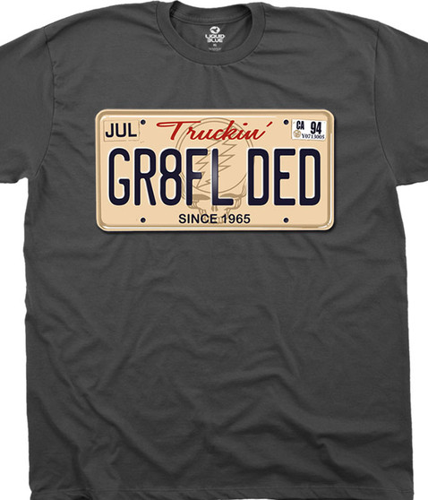 Grateful Dead Gr8Fl Ded Charcoal T-Shirt Tee Liquid Blue