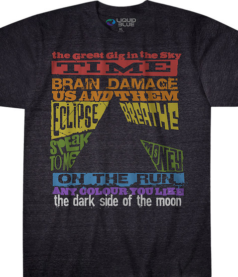 Pink Floyd Dark Side Tracks Dark Heather Tri-Blend T-Shirt Tee Liquid Blue