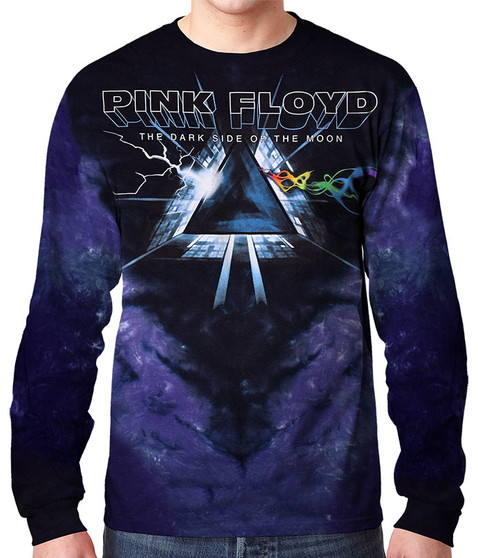 Pink Floyd Dark Side Vortex Tie-Dye Long Sleeve T-Shirt Tee Liquid Blue