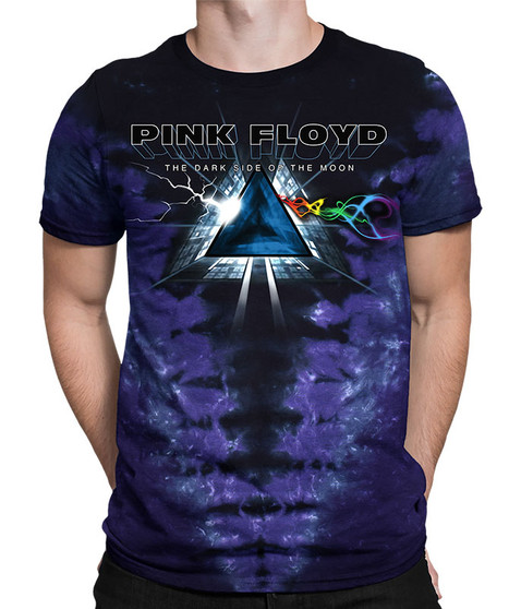 Pink Floyd Dark Side Vortex Tie-Dye T-Shirt Tee Liquid Blue