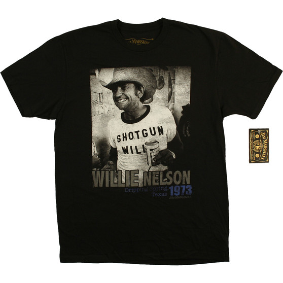 Willie Nelson Shotgun Willie Black T-Shirt Tee Liquid Blue