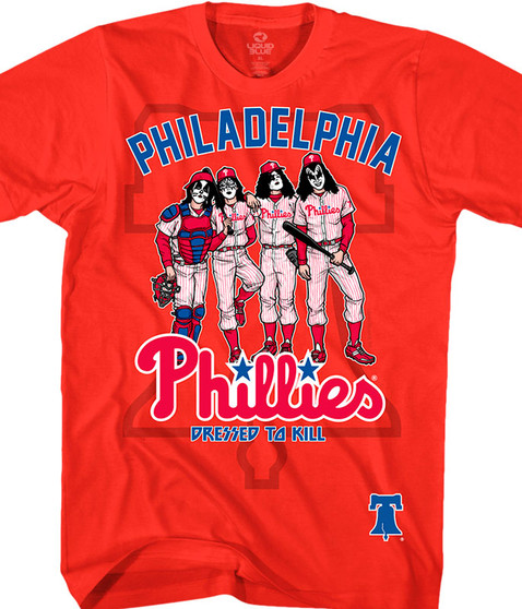 MLB Philadelphia Phillies KISS Dressed to Kill Red T-Shirt Tee Liquid Blue
