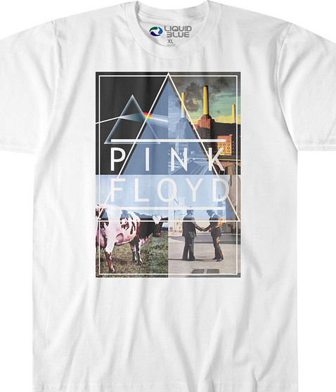 Pink Floyd Classics White Athletic T-Shirt Tee Liquid Blue