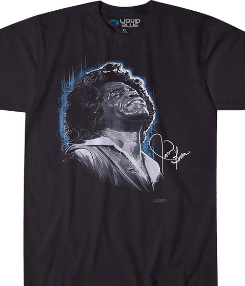 James Brown Godfather of Soul Black Athletic T-Shirt Tee Liquid Blue