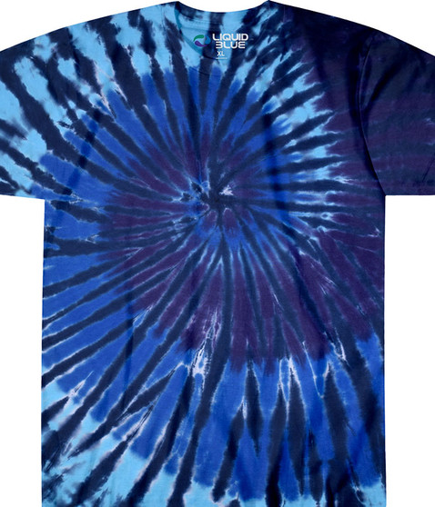 Blue Spiral Streak Unprinted Tie-Dye T-Shirt Tee Liquid Blue