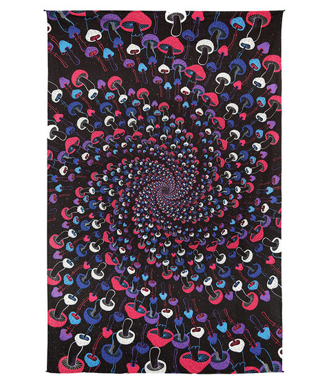 Magic Mushroom Spiral Glow in the Dark 3D Tapestry