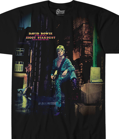 David Ziggy Stardust Black Athletic T-Shirt Tee Liquid Blue