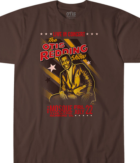 Otis Redding Mosque Theatre Brown Athletic T-Shirt Tee Liquid Blue