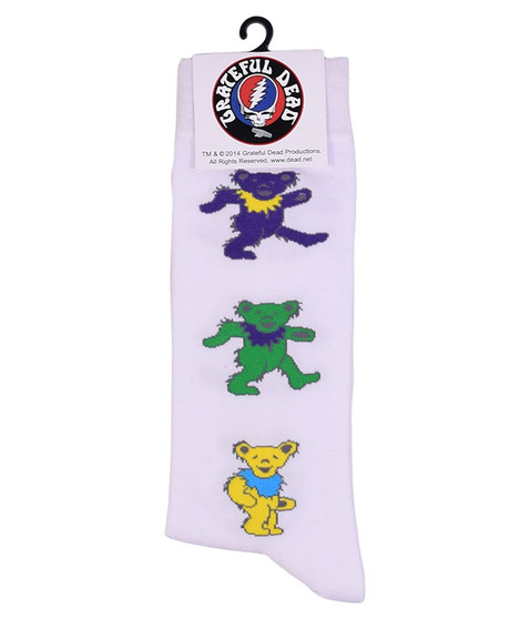 Grateful Dead Dancing Bears Men's White Socks