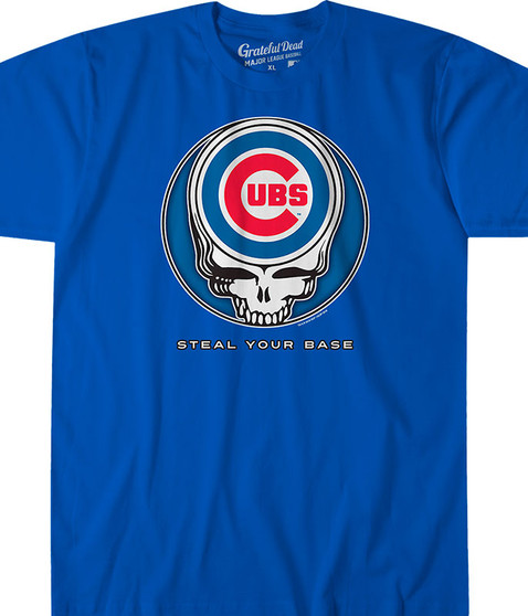 MLB Chicago Cubs GD Steal Your Base Blue Athletic T-Shirt Tee Liquid Blue