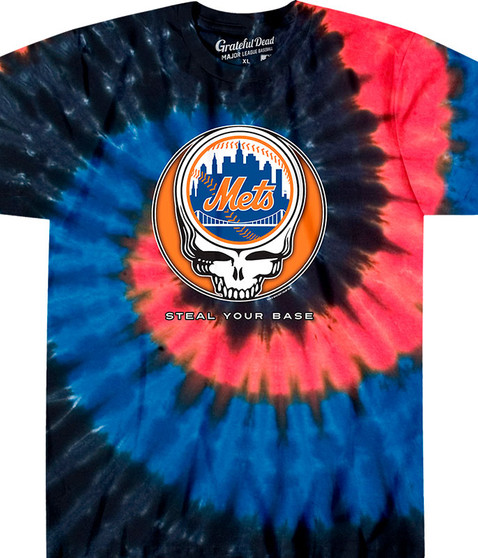 MLB New York Mets GD Steal Your Base Tie-Dye T-Shirt Tee Liquid Blue