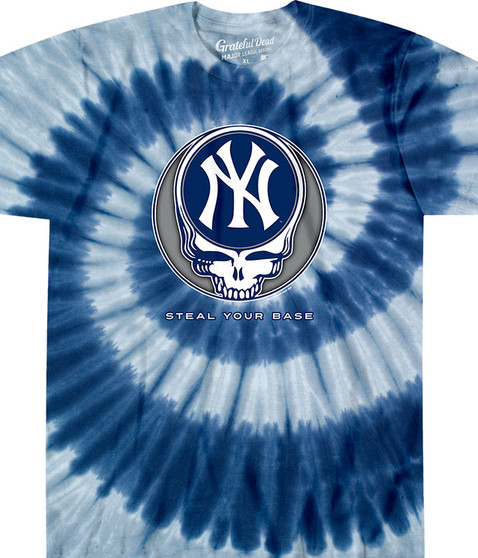 MLB New York Yankees GD Steal Your Base Tie-Dye T-Shirt Tee Liquid Blue