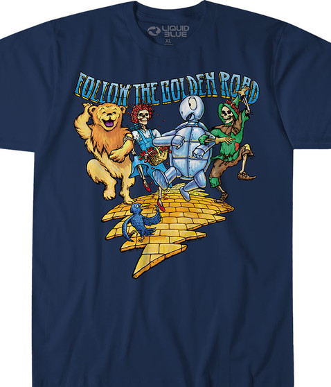 Grateful Dead Golden Road Navy T-Shirt Tee Liquid Blue