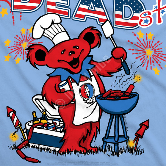 Maglietta Grateful Dead Grillin&lsquo; N&lsquo; Chillin&lsquo; &ndash; Orsi, Cotone, Taglie S-XXL &ndash; Liquid Blue