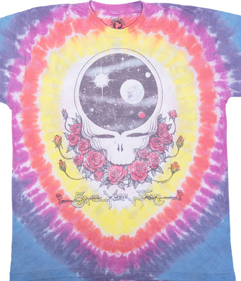 Grateful Dead Vintage Space Your Face Poly-Cotton Tie-Dye T-Shirt Tee Liquid Blue