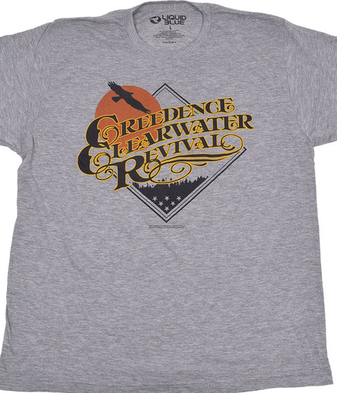 Bayou Country Heather Grey Poly Cotton T-Shirt Tee Liquid Blue