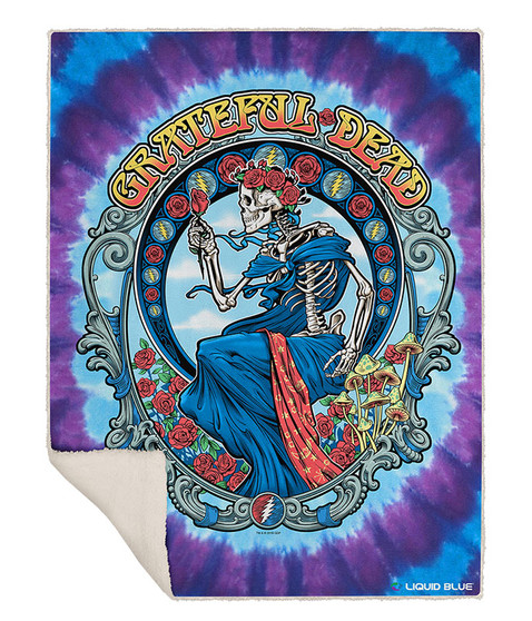 Grateful Dead Vintage Bertha Fleece Throw Blanket Liquid Blue