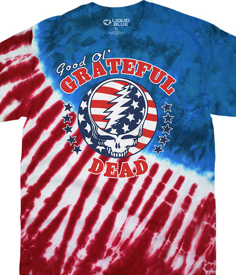 Grateful Dead Good Ol GD Tie-Dye T-Shirt Tee Liquid Blue