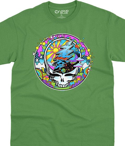 Grateful Dead Mod Max SYFace Green T-Shirt Tee Liquid Blue