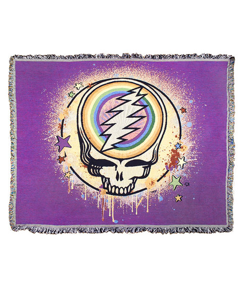 Grateful Dead GD Rainbow Splatter Purple Woven Blanket