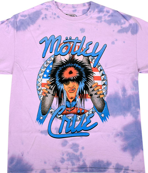 Motley Crue Americana Tie-Dye T-Shirt Tee Liquid Blue