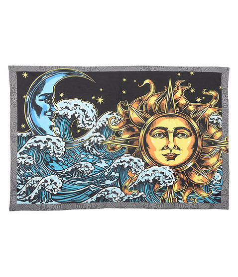 Sun Moon Wave 3D Tapestry