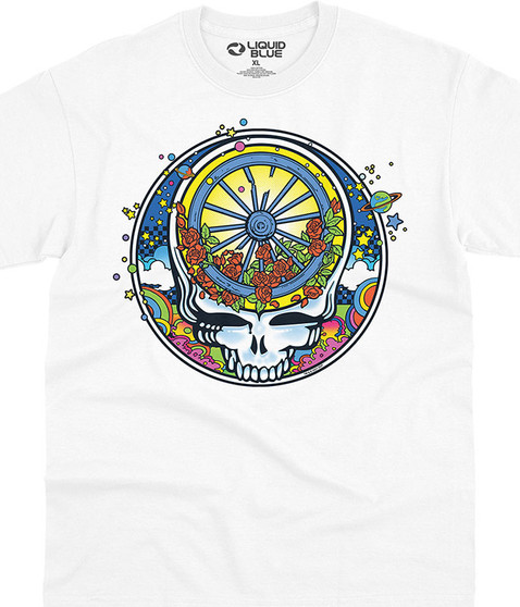 Grateful Dead SYF Wheel & Roses T-Shirt Tee by Liquid Blue