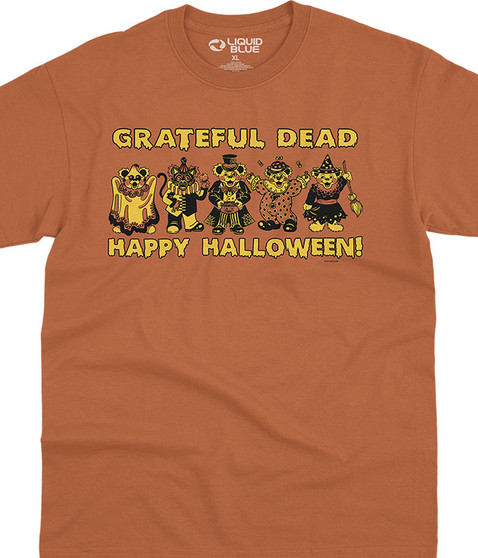 Grateful Dead Masquerade Orange T-Shirt Tee Liquid Blue