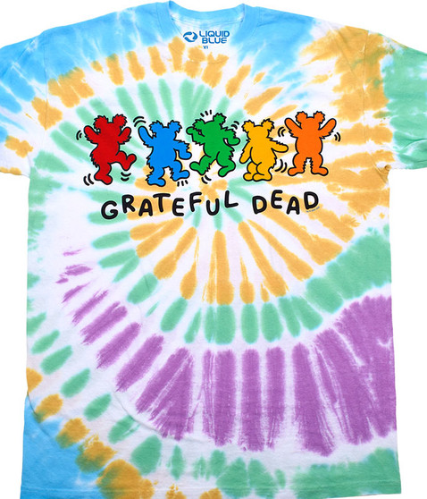 Grateful Dead Metro Bears Tie-Dye T-Shirt Tee Liquid Blue