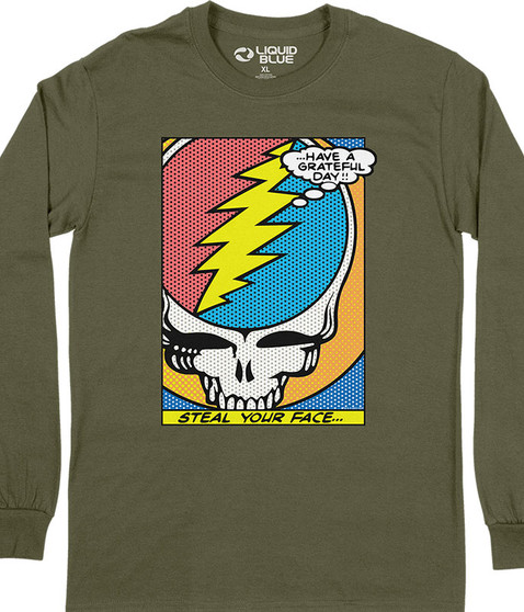 Grateful Dead Steal Your Face Pop Art Long Sleeve T-Shirt Tee by Liquid Blue