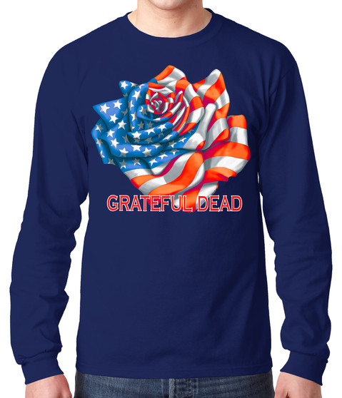 Grateful Dead Rose Flag Long Sleeve T-Shirt Tee by Liquid Blue