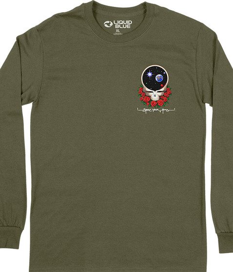 Grateful Dead Space Your Face Chest Long Sleeve T-Shirt Tee by Liquid Blue