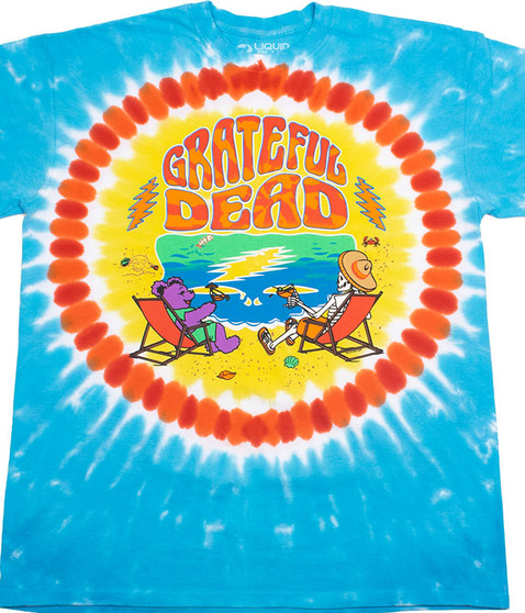 Grateful Dead Summertime Fun Time Tie-Dye T-Shirt Tee Liquid Blue