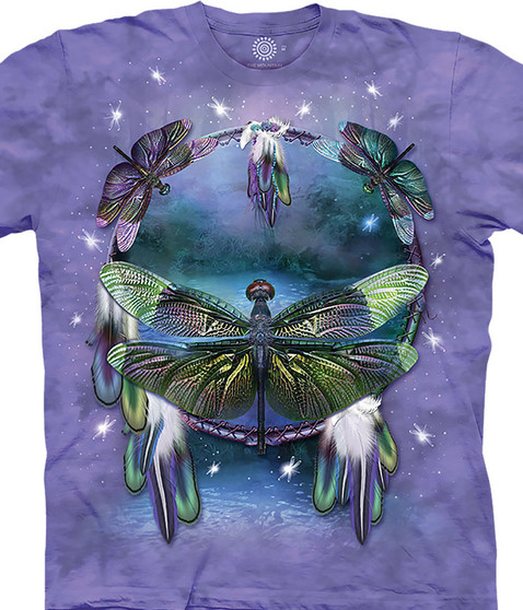 Dragonfly Dreamcatcher Classic Cotton T-Shirt by The Mountain