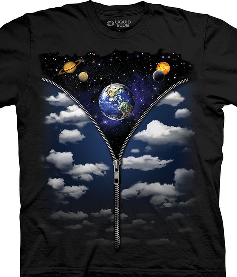 Sky Space Zipper Black T-Shirt Tee by Liquid Blue Sky Space Zipper Black T-Shirt Tee by Liquid Blue