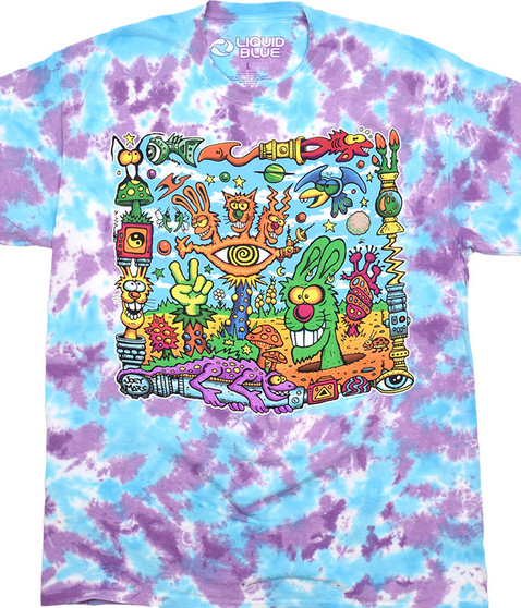 Light Fantasy Mars Garden Joey Mars Tie-Dye T-Shirt Tee Liquid Blue