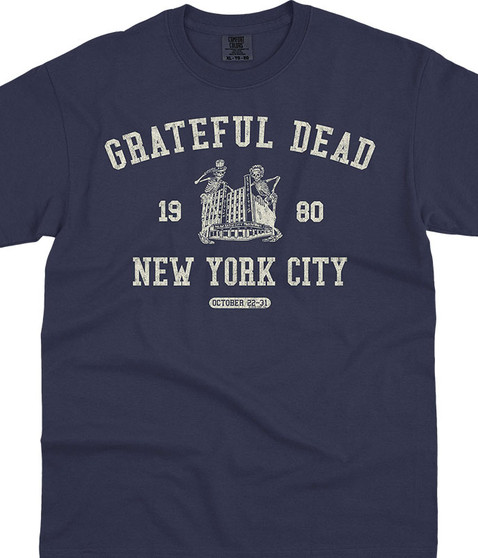 Grateful Dead NYC '80 Navy Comfort Colors T-Shirt Tee Liquid Blue