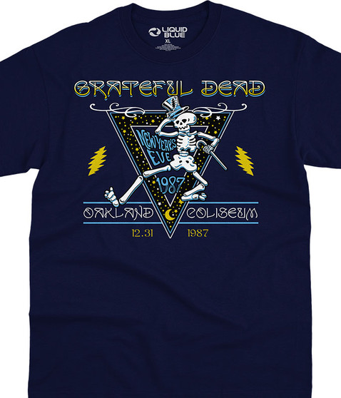 Grateful Dead New Year's Eve 87 Navy T-Shirt Tee Liquid Blue
