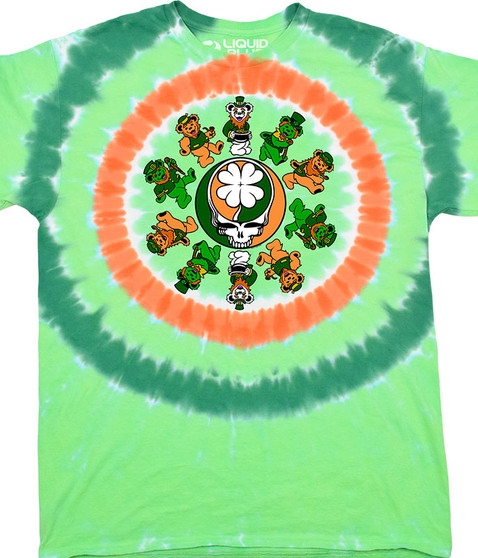 Grateful Dead Round O' Clover Tie-Dye T-Shirt Tee Liquid Blue