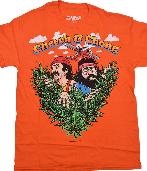Cheech and Chong Field Of Dreams Clearance Orange T-Shirt Tee Liquid Blue