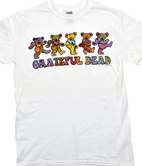 Grateful Dead Tie-Dye Bears Clearance White T-Shirt Tee Liquid Blue